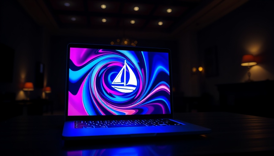 Midjourney Image-to-Video generation model shown on a laptop screen with vivid abstract swirls.