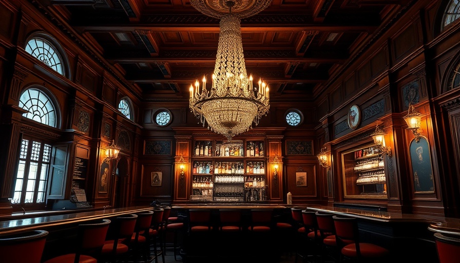 Luxurious vintage bar in historic New Orleans wedding venue.