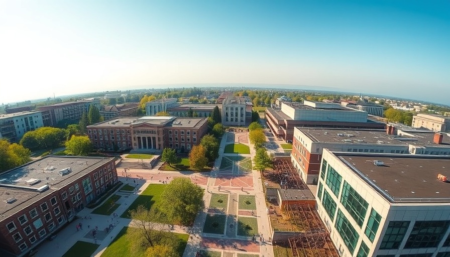 Aerial view of Southern University's modern campus depicting investment.