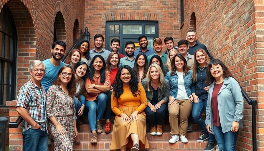 Group of people in front of a brick building, AI technology trends.