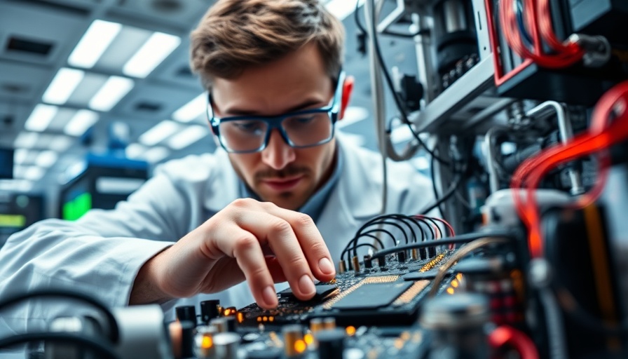 Engineer enhancing quantum computer efficiency in advanced lab.