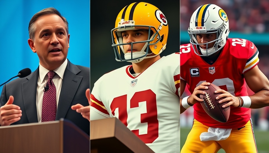 NFL offseason winners and losers depicted in a triptych of football personalities.