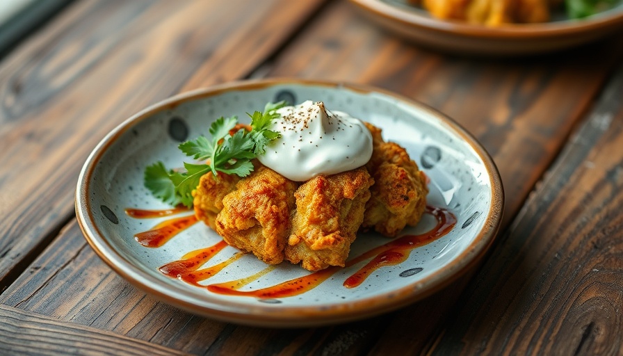 New Orleans plant-based dish with crispy topping and greens.