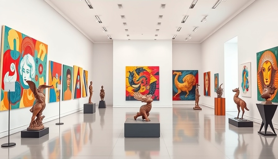 Zodiac Exhibition Abby Modell showcasing abstract art in a spacious gallery.