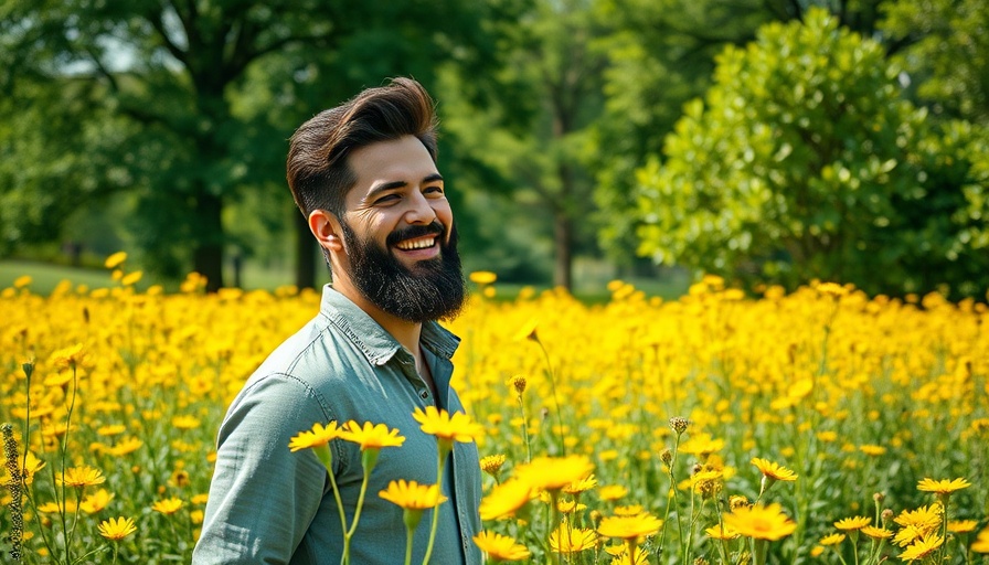 Casual bearded man smiling in a field, Noah Floersch Somethin' Bout A Beer.