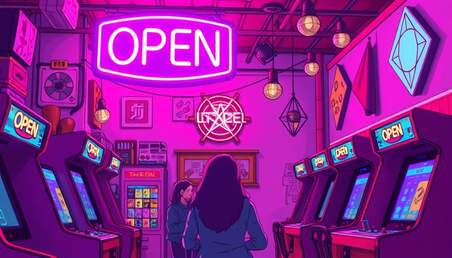 Vibrant retro arcade game scene depicting AI online security theme.