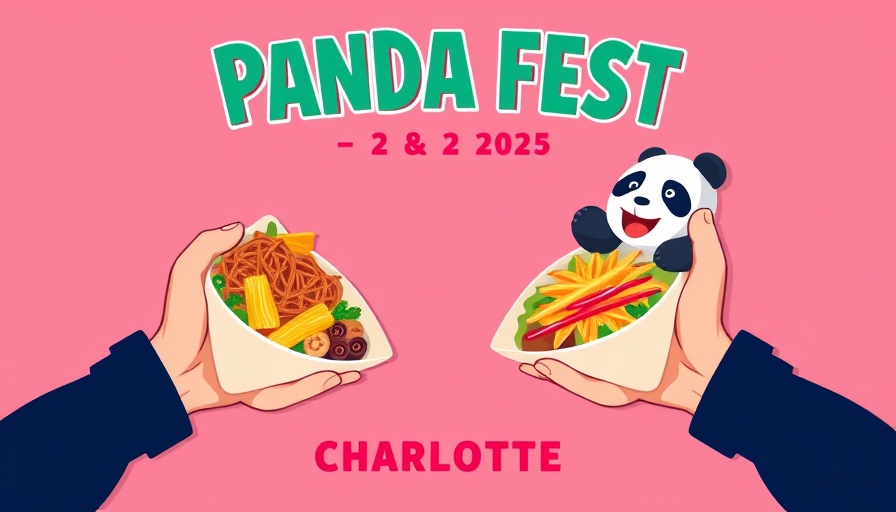 Panda Fest Charlotte 2025 promotional poster with Asian food graphic.