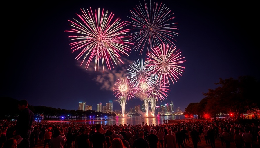 Vibrant 4th of July fireworks display in Houston's night sky.