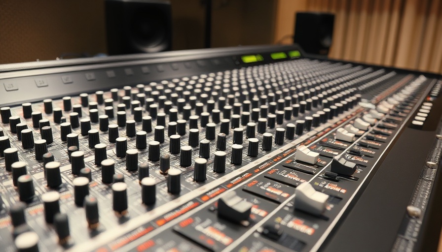 Modern audio mixing console used in AI-driven music production.