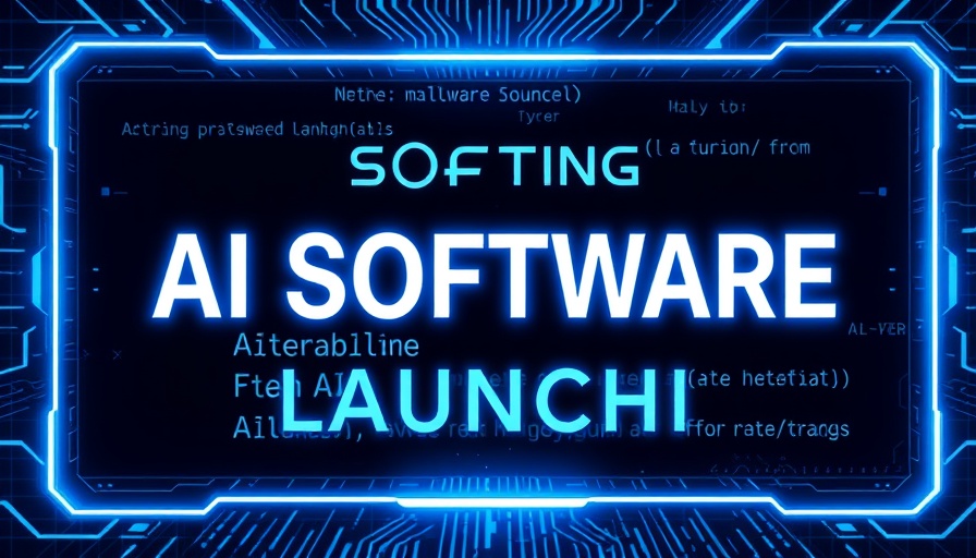 AI-driven software development graphic with futuristic tech design