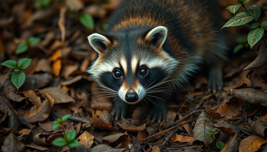 Curious raccoon in woodland, relevant to Charlotte health news rabies cases.