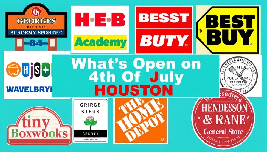 What's Open on the 4th of July in Houston with store logos.