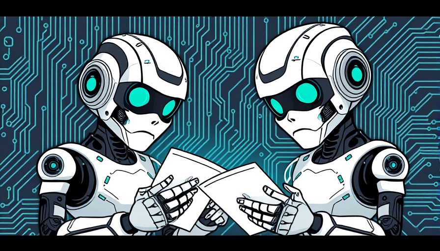Robots analyzing digital documents using AI-powered technology