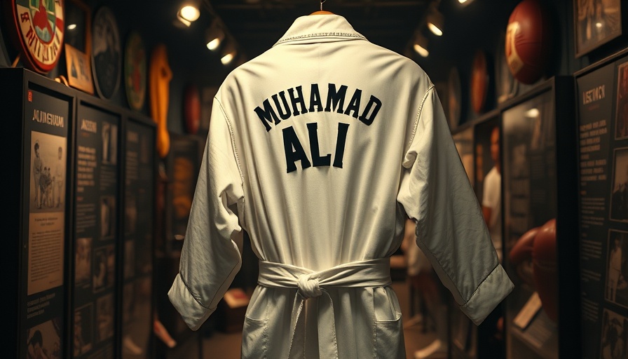 Muhammad Ali's white boxing robe in Hall of Excellence Las Vegas display.