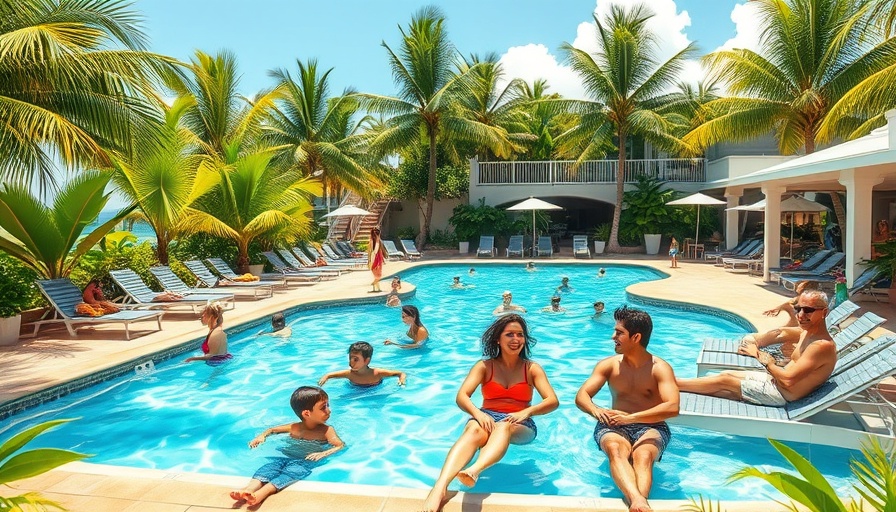 New Orleans family activities at a vibrant pool area, perfect for summer fun.