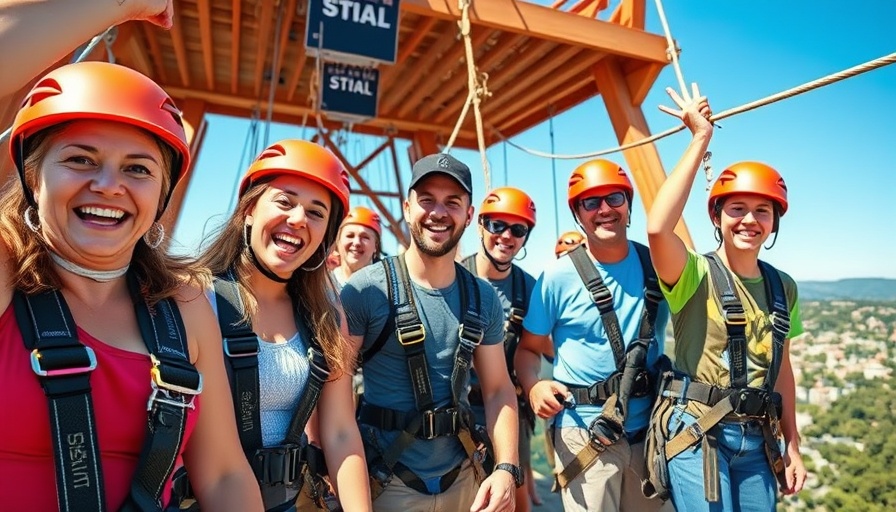Group enjoying ziplining, a popular New Orleans family activity outdoors.
