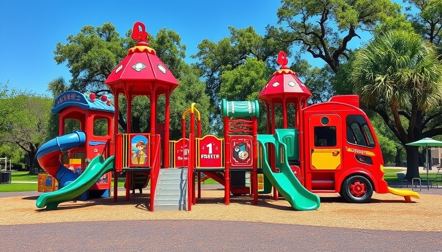 New Orleans playground featuring a fire truck, ideal for kids.
