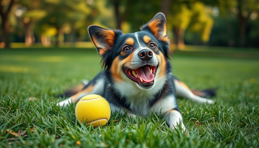 Charlotte Today pets featured dog relaxing with a tennis ball in the grass.