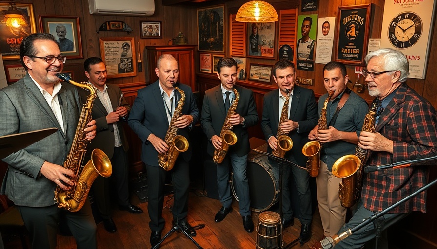Jazz band performing in a vintage Southern music hall.