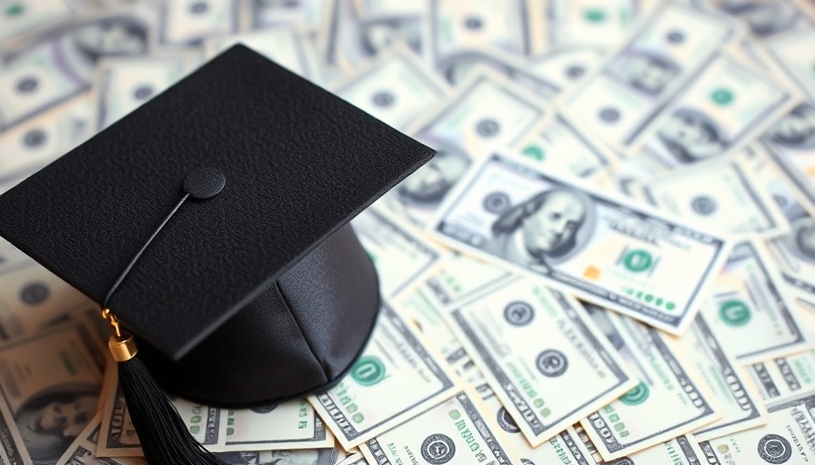 Graduation cap on money, symbolizing scholarships awarded to students.