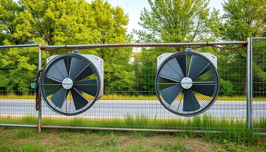 Industrial fans chained to fence address Gastonia cooling center crisis.