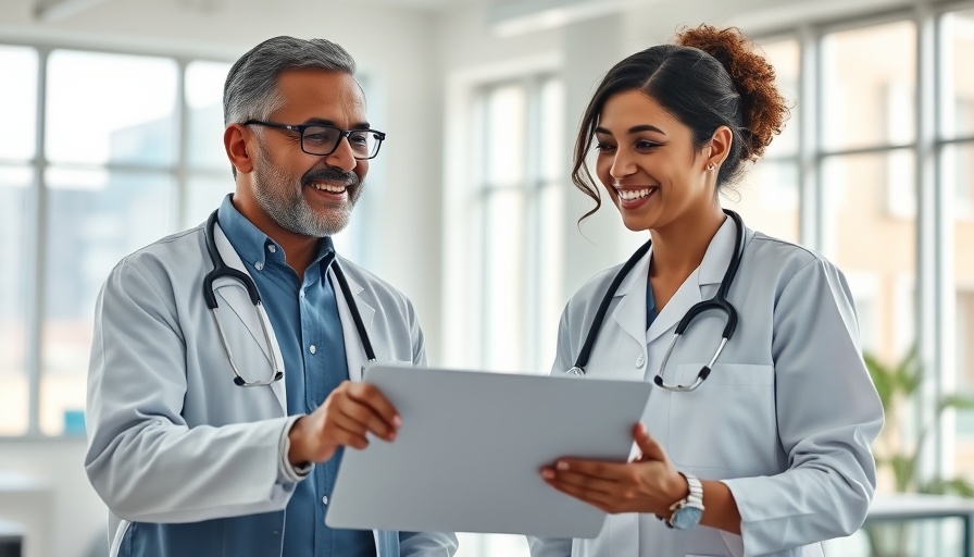 AI healthcare innovations discussion in modern office setting.
