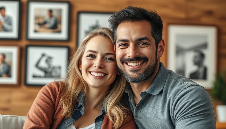 Smiling couple posing indoors, Nashville audiobook setting.