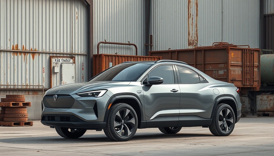 Modern electric pickup truck in industrial setting