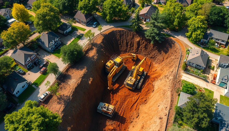 Aerial view of Cypress Ditch construction in Bellaire.