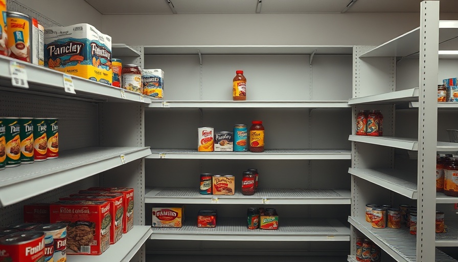Empty pantry shelves depicting food insecurity in Fort Bend County.