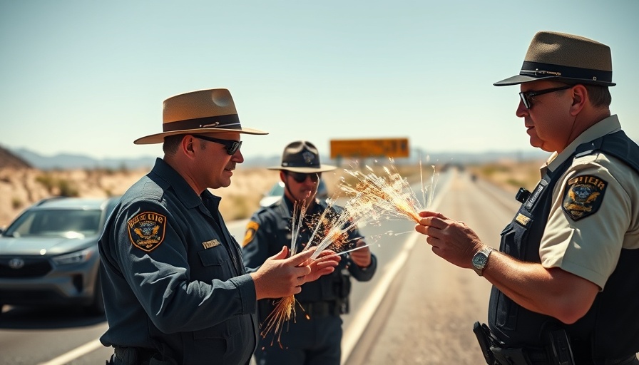 Highway police checkpoint examining fireworks amid Pahrump sales boom.