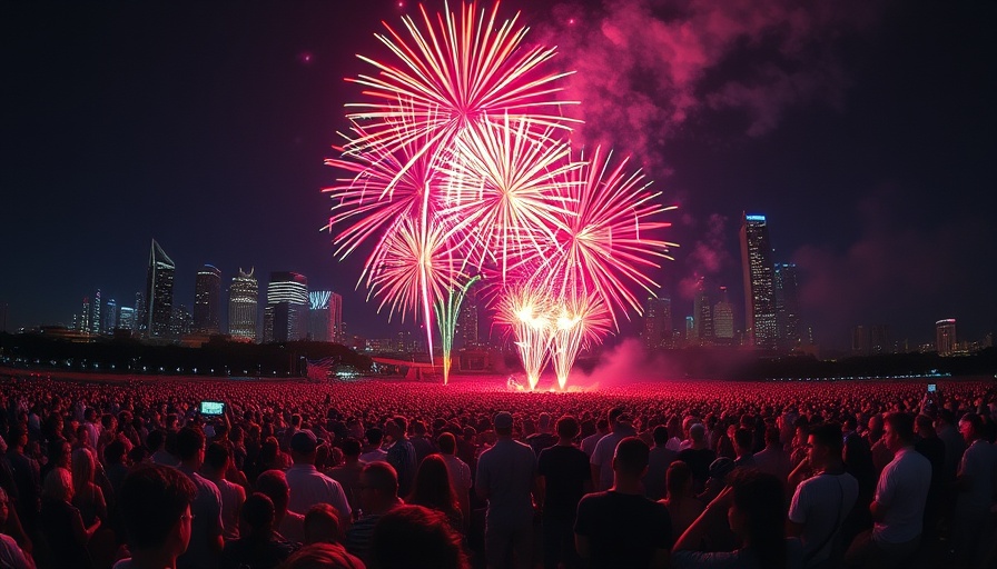 Houston 4th of July fireworks illuminating the night sky.