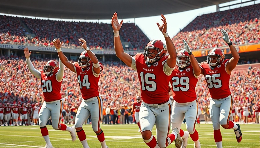 Houston Texans players celebrating a touchdown amid cheering fans.
