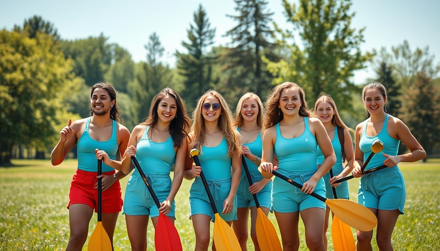 Houston flood coverage: group of young people holding paddles outdoors.
