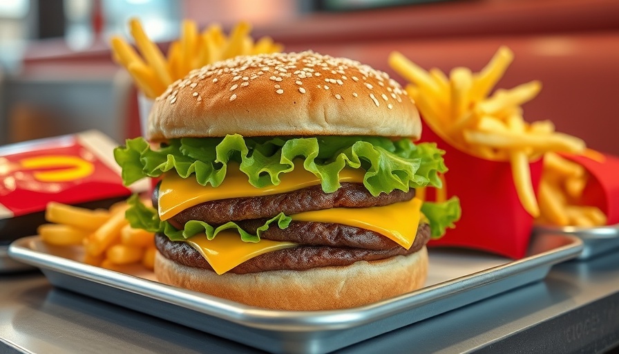 Big Mac sandwich and McDonald's fries at a restaurant table.