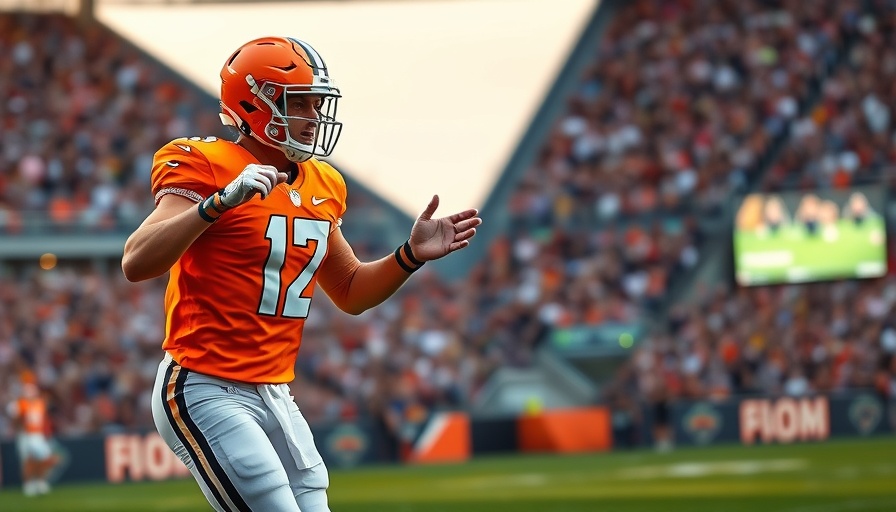 Houston Texans news: Football player in orange jersey signaling on field.