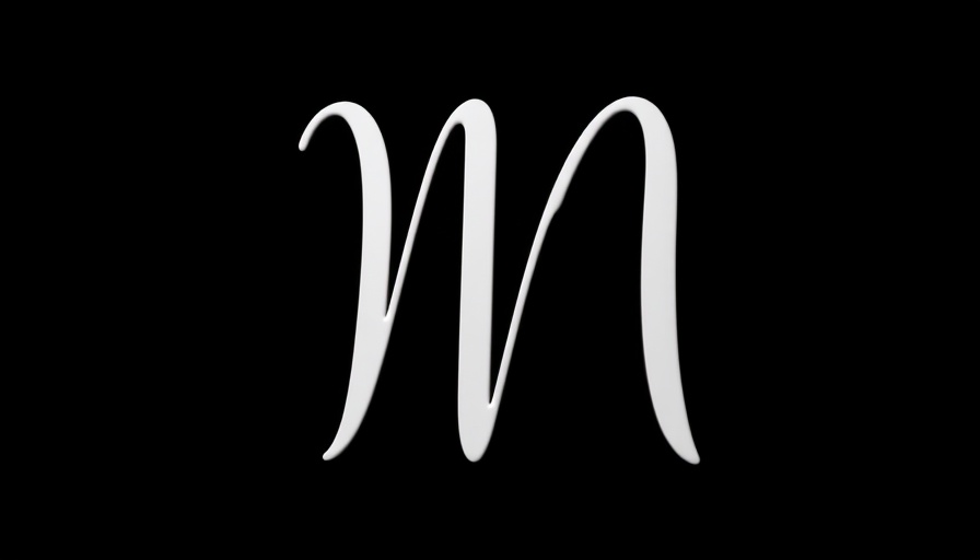 Sleek modern typography of the letter 'M', design focus.