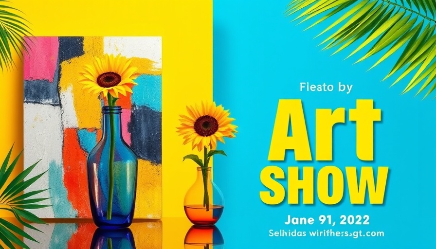 Fort Lauderdale art shows promotional poster with abstract art and sunflower.