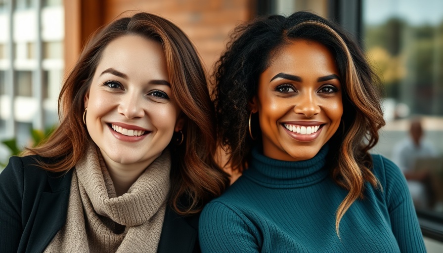 Confident women smiling side by side.