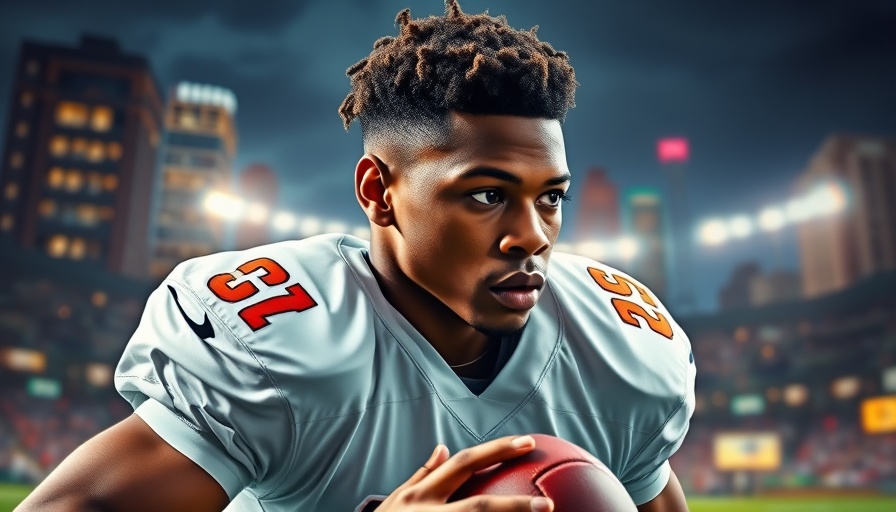 Nico Collins youth football camp promotional poster with players and city.