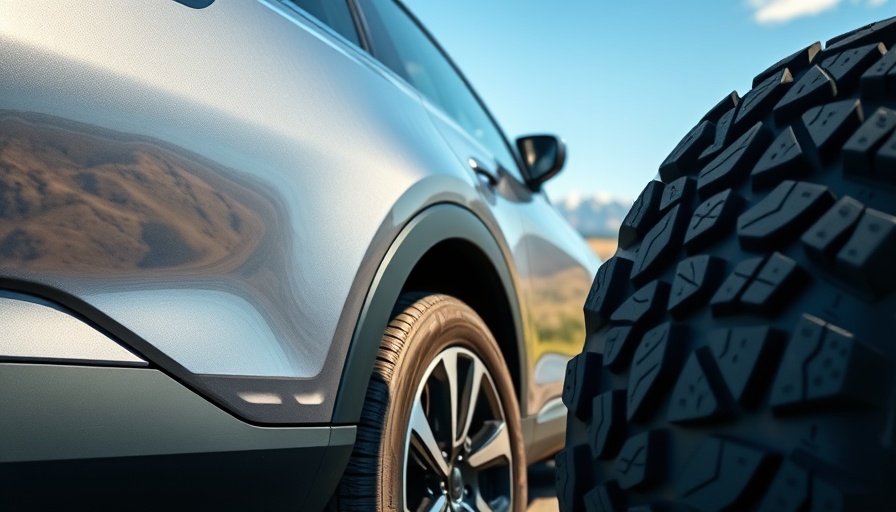 Close-up of a modern electric SUV against a mountain backdrop reflecting future technology.