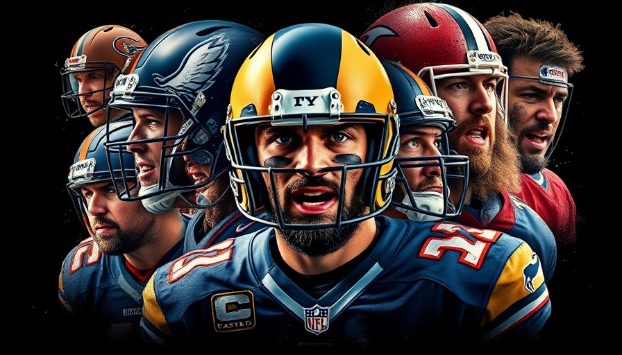 Vibrant NFL player collage with team uniforms, NFL player contracts watch.
