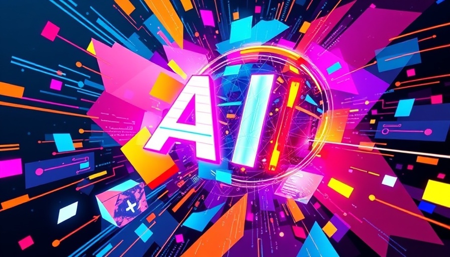 Vibrant abstract of AI in advertising with colorful geometric shapes.
