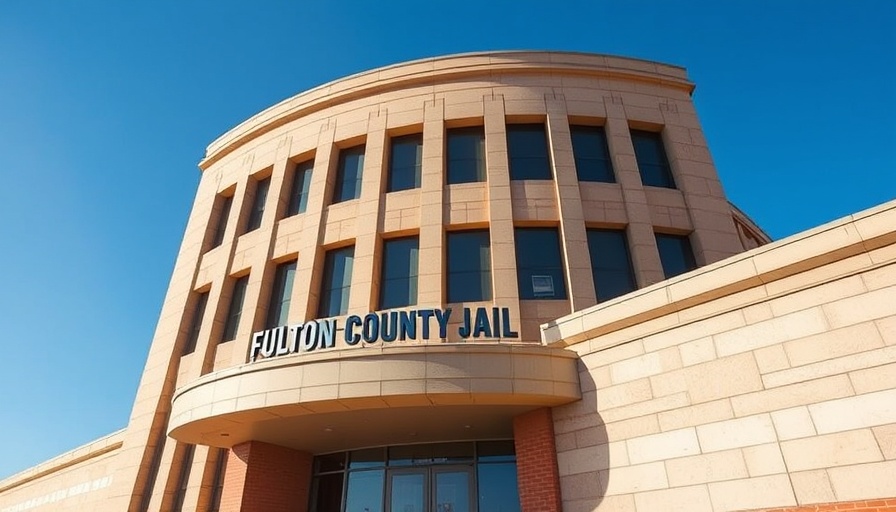 Exterior of Fulton County Jail amidst tax hike talks.