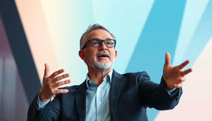 Smiling man discussing future technology on stage.