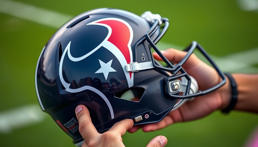 Houston Texans football helmet close-up on the field, Houston Texans news.