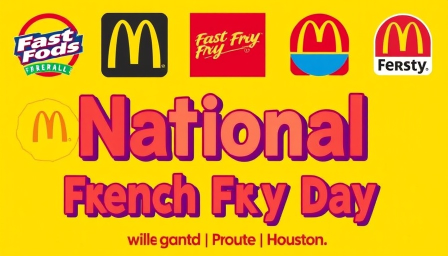 National French Fry Day promotion in Houston featuring fast-food logos.