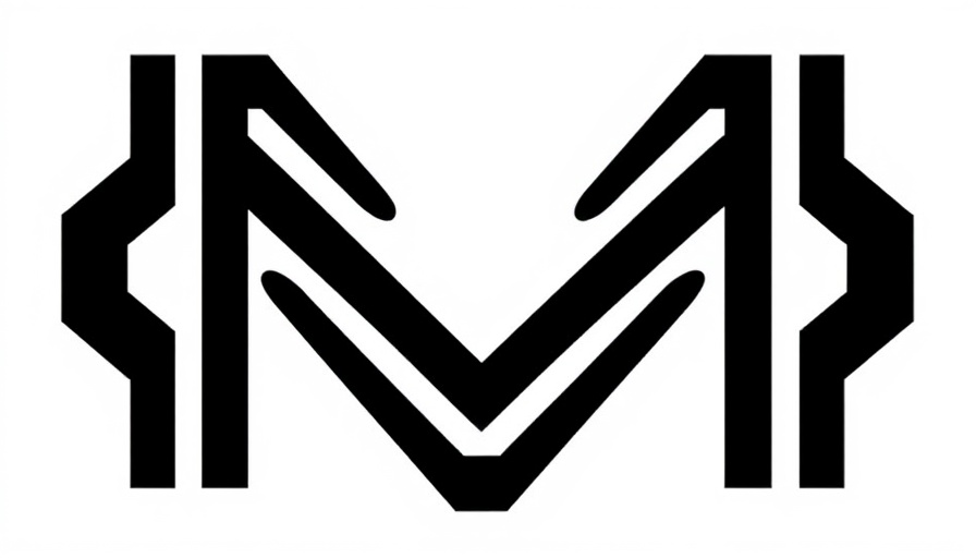 Minimalist black and white letter M on a white background, symbolizing AI societal challenges