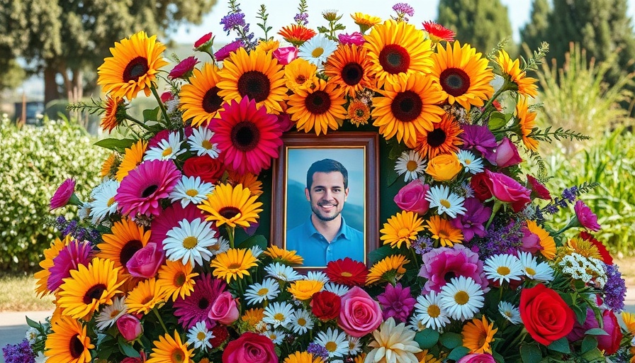 Katherine Ferruzzo memorial with colorful flowers and photo