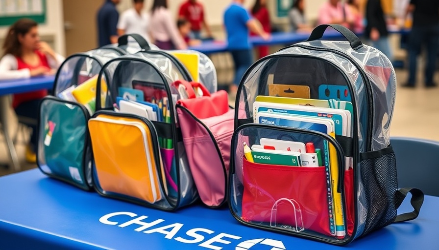 Chase back to school event Summerhill with clear backpacks.